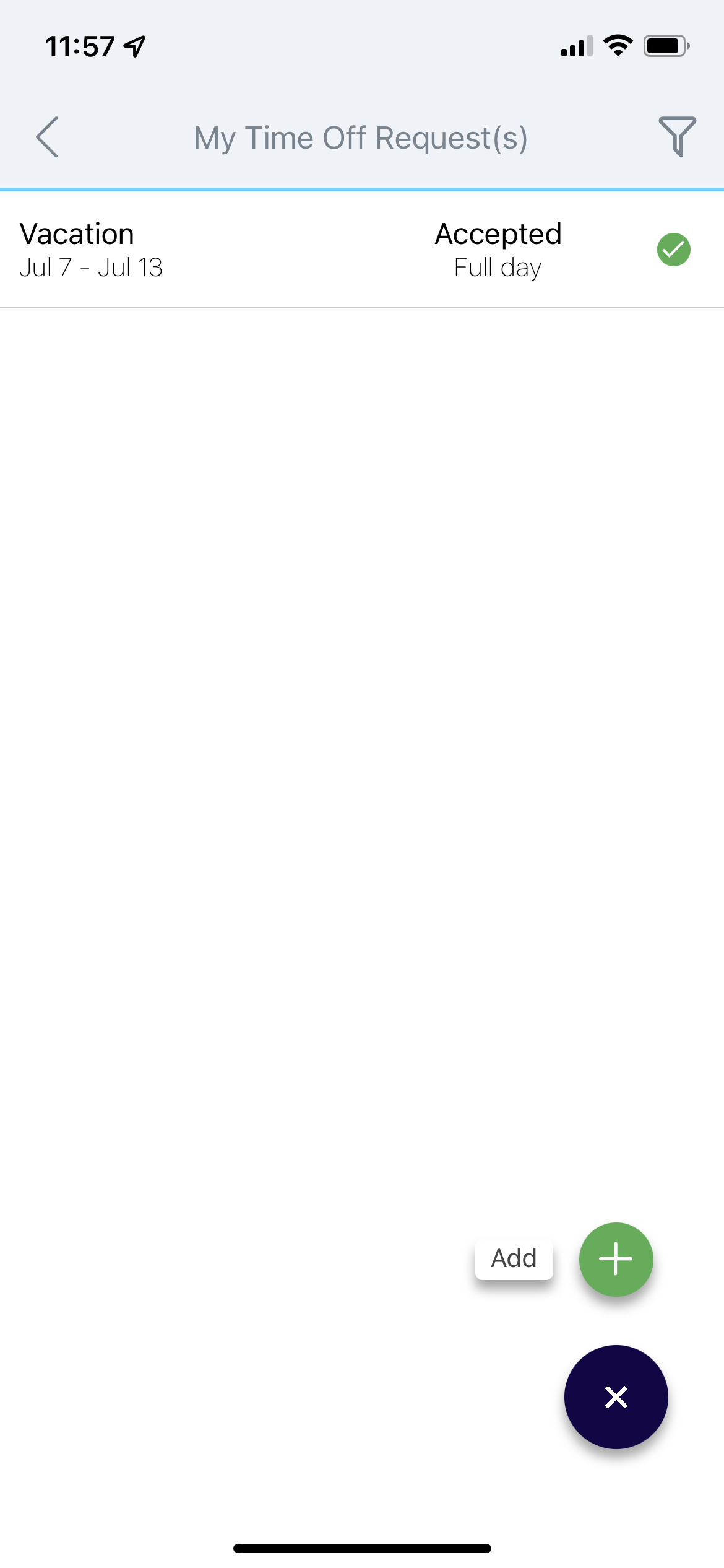 Add Time Off Request option