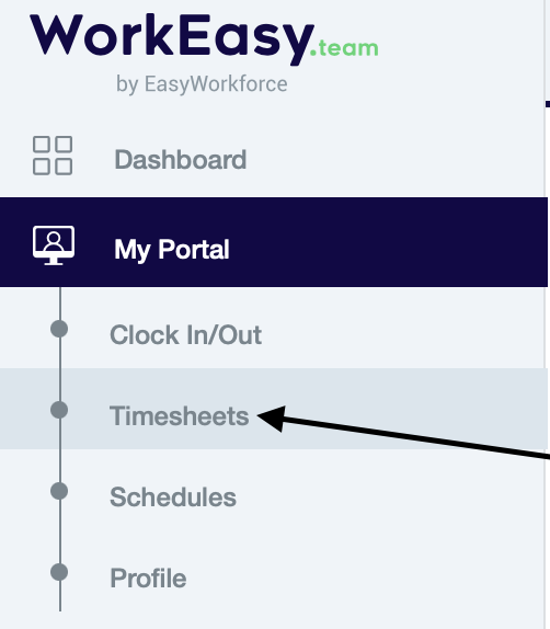 Timesheets option in My Portal