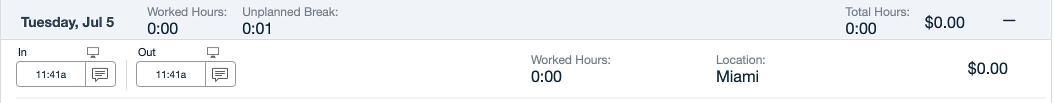 Recorded punches in Timesheets